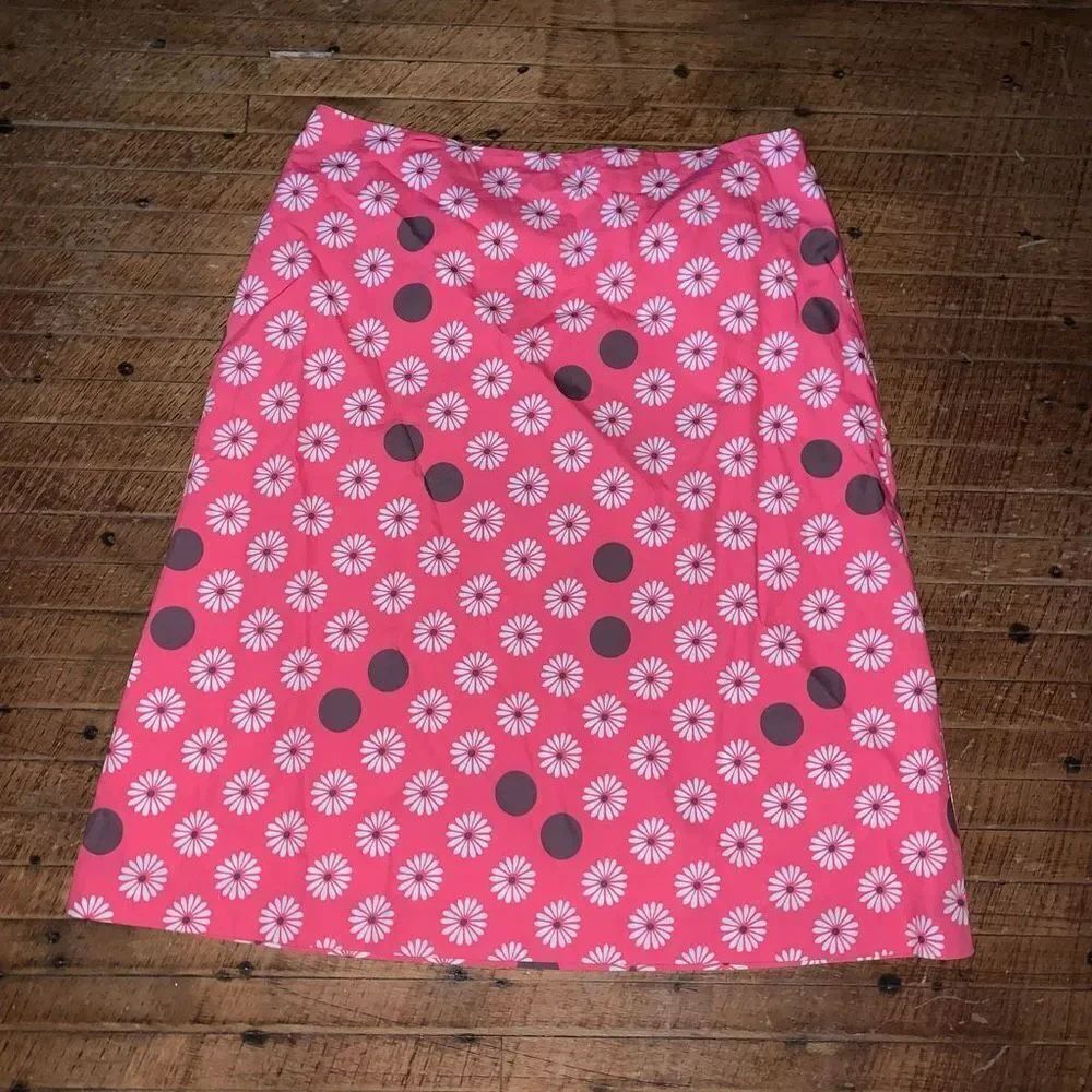 Boden multi island pink & brown A-line 16T royalcore skirt